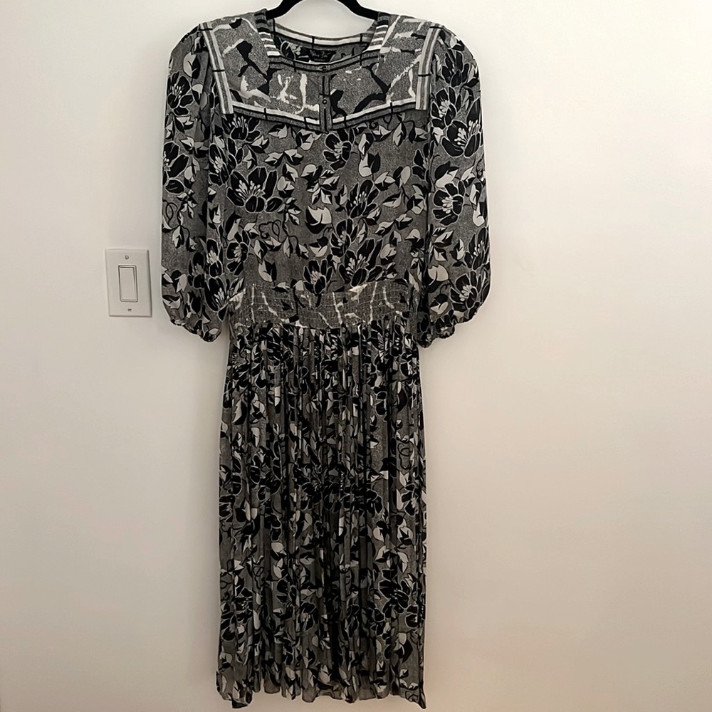 DIANE FREIS Vintage Black & White Print Sailor Dress M